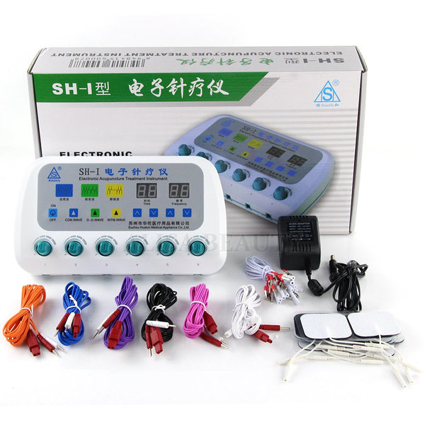 Shunhe SH-I Elektronikus akupunktúrás eszköz ideg- és izomstimulátor 6 kimenet Elektrocupunktúra stimulátor tűterápia