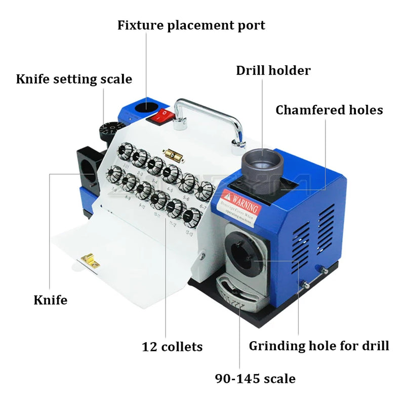HY-13 Portable Electric Drill Bit Grinder 220V/180W Automatic High-Precision Integrated Drill Bit Sharpener/Grinder