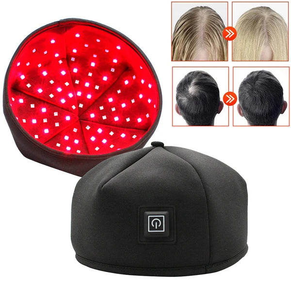 Hajnövesztő sapka Piros fényterápiás készülékek LED-es hajhullás elleni védősapka kezelések Hajnövesztő sisak Hajápolás Hajhullás elleni küzdelem