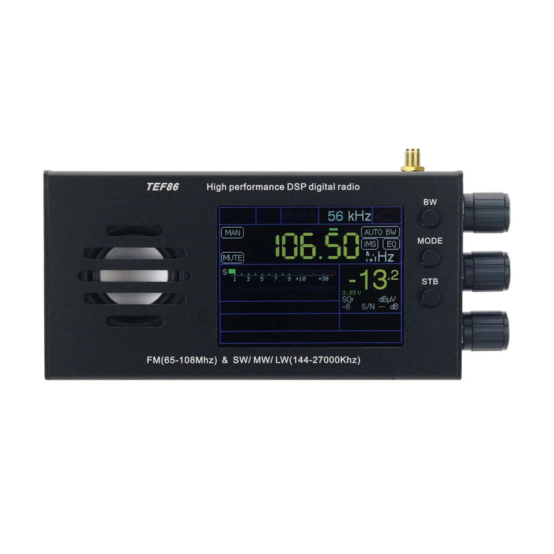 HamGeek TEF86 nagy teljesítményű DSP digitális rádió 65-108MHz FM és 144-27000KHz SW/MW/LW 3,2 hüvelykes LCD kijelzővel