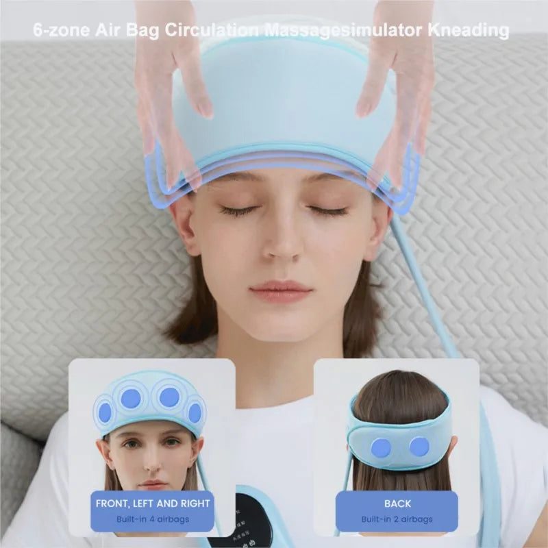 Kafa Hava Yastığı Masaj Kafa Bandı Elektrikli Hava Basıncı Masaj Kafası Yoğurma Migren Basınç Baş Ağrısı Ağrı kesici Uykusuzluk