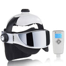 Masajeador de cabeza, masajeador de ojos 2 en 1, alivia el estrés, promueve el sueño, música, casco de masaje, masajeador de cabeza de presión infrarroja automático