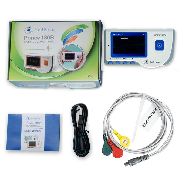 CE FDA Approvat Heal Force Prince 180B Handheld ECG Monitor Mini Portable Color Screen Elettrokardjogramma Qalb Monitor Monitoraġġ Magni tal-Kura tas-Saħħa