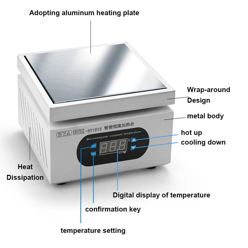 Нагревательная станция, цифровая платформа предварительного нагрева, обслуживание электронной горячей плиты, станция нагревательной пластины для ремонта ЖК-экрана печатной платы