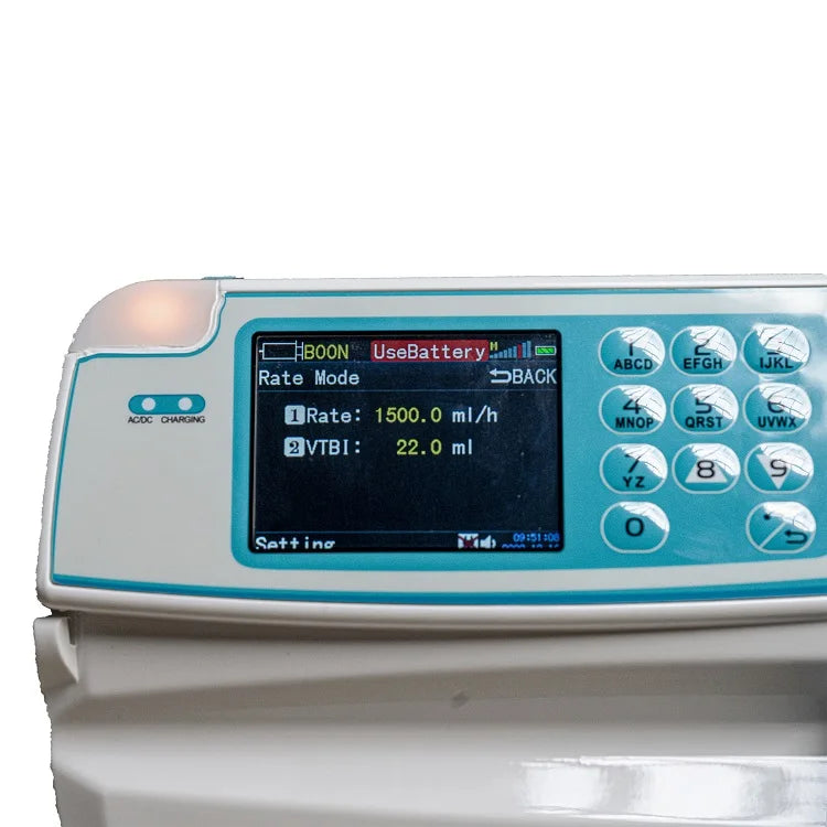 Bateryjna pompa strzykawkowa z alarmem LCD w czasie rzeczywistym do stosowania u ludzi lub zwierząt