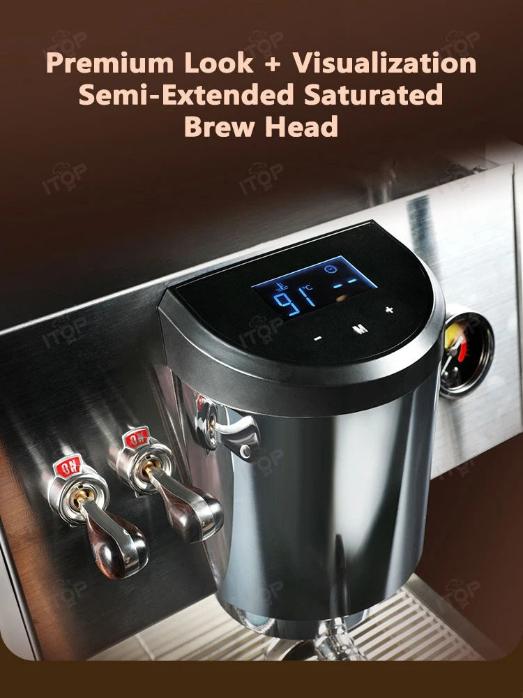 ITOP X20 Mesin Espresso Semi-otomatis Komersial Rumah Katup OPV Menyesuaikan Tekanan Pompa OLAB Pembuat Kopi Boiler Tembaga 220V