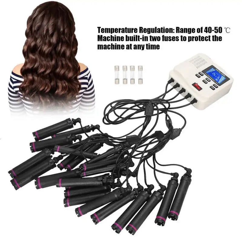 LCD Digital Hair Perm Machine PTC Heating Hair Curler Waver with Hair Rollers Temperature Adjustable Hair Styling Tool 110V-240V