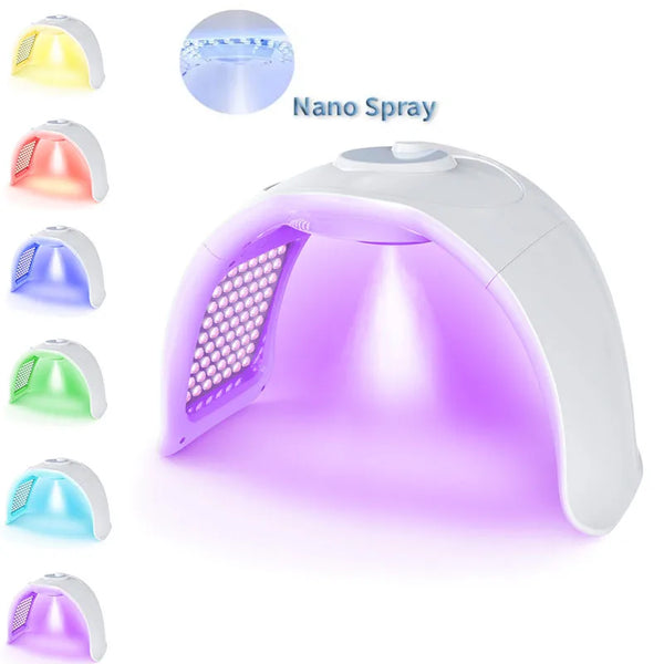 LED ナノ保湿スプレー分光計顔ニキビ除去光子若返り 7 色 LED 光療法フェイシャルマスク PDT マスク
