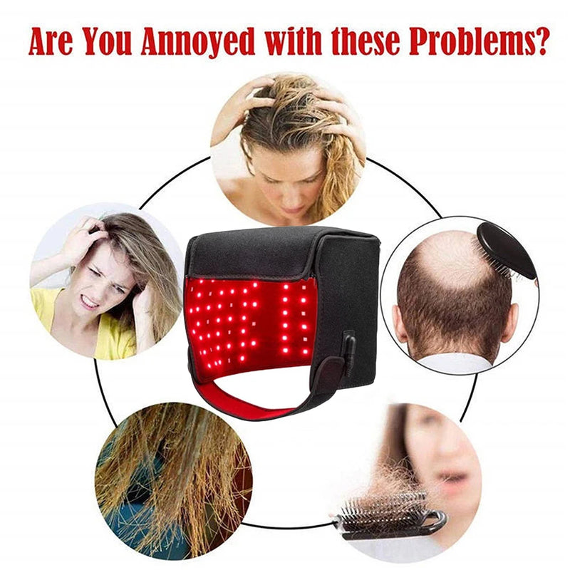 Светодиодный красный свет, терапевтическая шапка для роста волос, красный и инфракрасный свет, шапочка для роста волос от выпадения волос, способствует быстрому восстановлению волос, уходовая шапочка