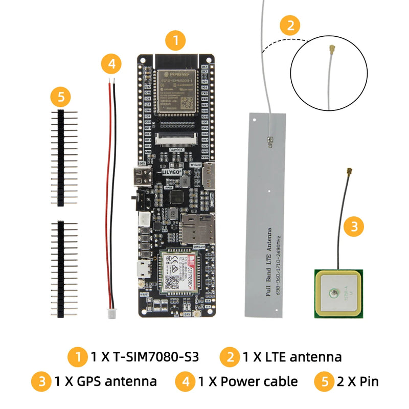 Placa de desarrollo LILYGO® T-SIM7080G-S3 ESP32-S3 SIM7080 compatible con Cat-M NB-Iot WIFI Bluetooth 5,0 con GPS Flash 16MB PSRAM 8MB