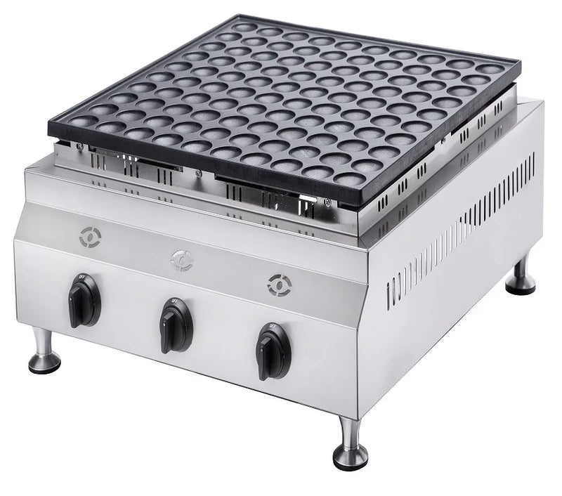 PB-gáz típusú 100/50/25 lyukú Poffertjes főzőgép mini palacsintagép grill mini palacsinta gofrisütő