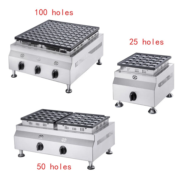 LPG Gas Type 100/50/25 Holes Poffertjes Maker Machine Mini Pancake Machine Grill Mini Pancake Waffle Maker