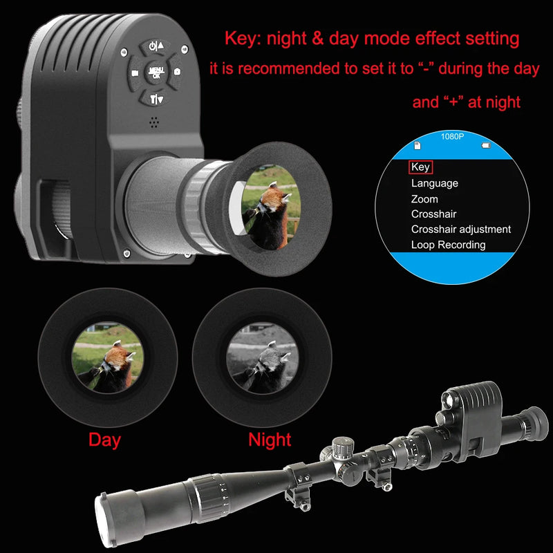 Megaorei M4 4X 디지털 줌 단안 망원경 첨부 파일 추가 사냥 비디오 녹화를 위한 300M 적외선 야간 투시경 범위
