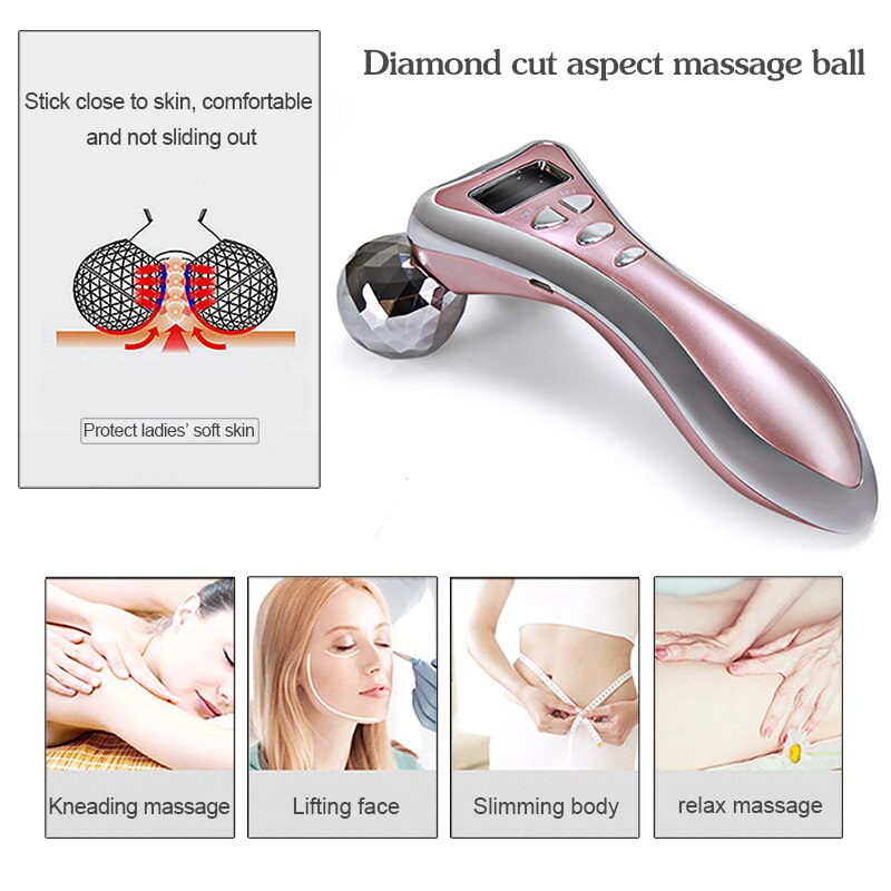 Micro-Current Vibration Y Shape 3D Roller Beauty Massager 360 Rotate Full Massage Face Body Pelle Sollevamento Stringere Stringere il rimozione delle rughe