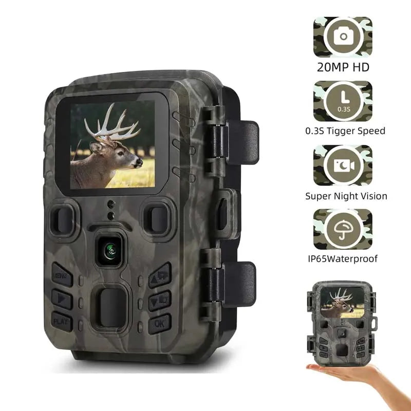 Mini301 takip kamerası Gece Görüş Avcılık Hareket 1080 P 20MP IP65 Su Geçirmez Açık Vahşi Kamera IR LED Aralığı 65ft'e Kadar