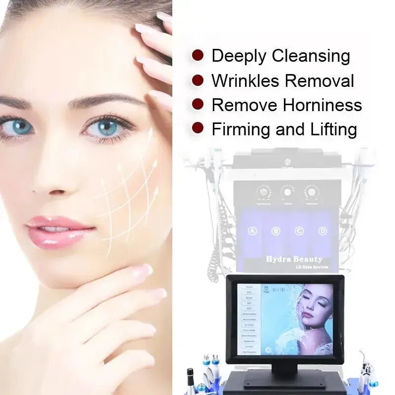 Máquina multifunción para el cuidado de la piel, dermoabrasión hidra de oxígeno, limpieza ultrasónica Facial, rejuvenecimiento, elimina la cara con espinillas y lifting