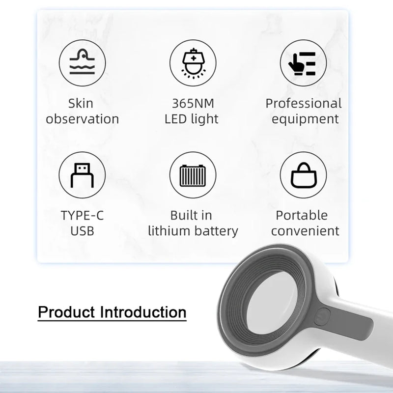 새로운 우드 램프 스킨 분석기 피부용 UV 돋보기 뷰티 페이셜 테스트 우드 램프 라이트 스킨 분석 감지 스킨 케어