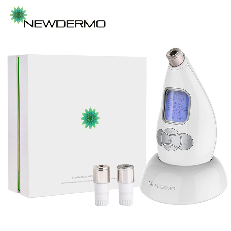 NEWDERMO Microderm Diamond Microdermabrasion Machine and Suction Tool - Clinical Micro Dermabrasion Kit for Tone Firm Skin, Advanced Home Facial Treatment System & Exfoliator For Bright Clear Skin