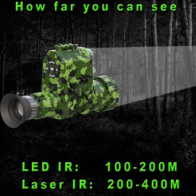 NK007 Gece Görüş Monoküler 1080P 200-400M Şarj Edilebilir Pil Şarj Cihazı ile Kızılötesi Kapsamlı Kamera Çoklu Dil
