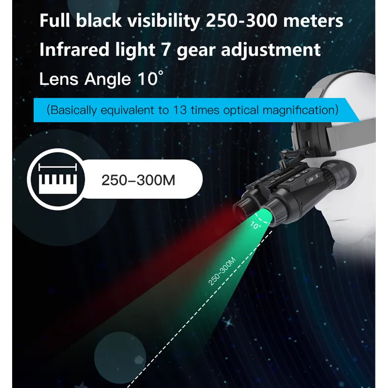 NV8300 슈퍼 라이트 HD 36MP 3D 쌍안경 망원경 8X 디지털 줌 300M 7 레벨 사냥을위한 적외선 야간 투시경 카메라