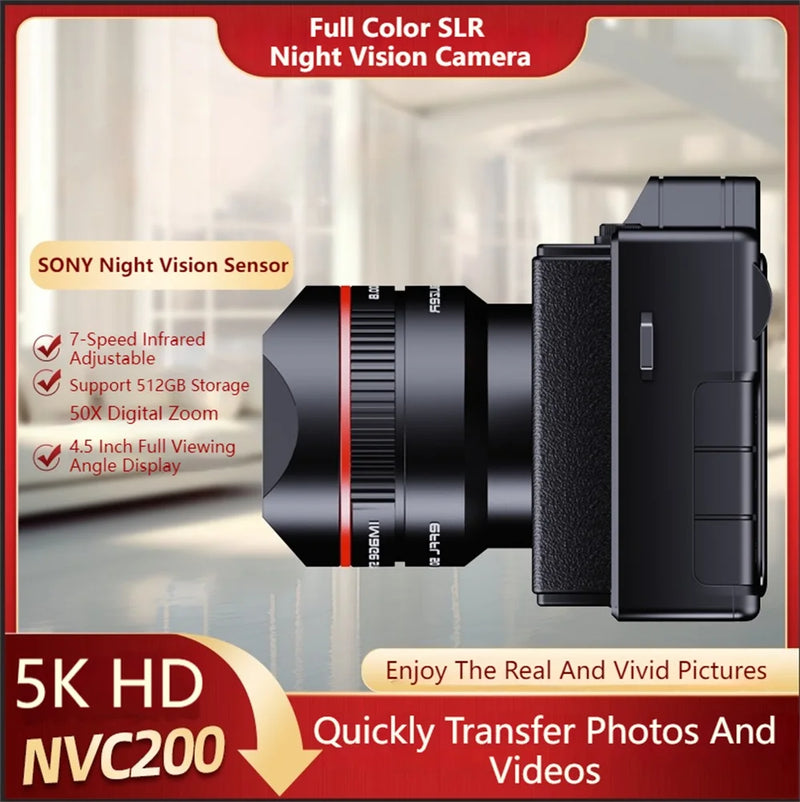 NVC200 4K HD 디지털 WIFI SLR 카메라 500M 적외선 풀 컬러 야간 투시경 캠핑 50X 줌 52MP 용 단안 망원경