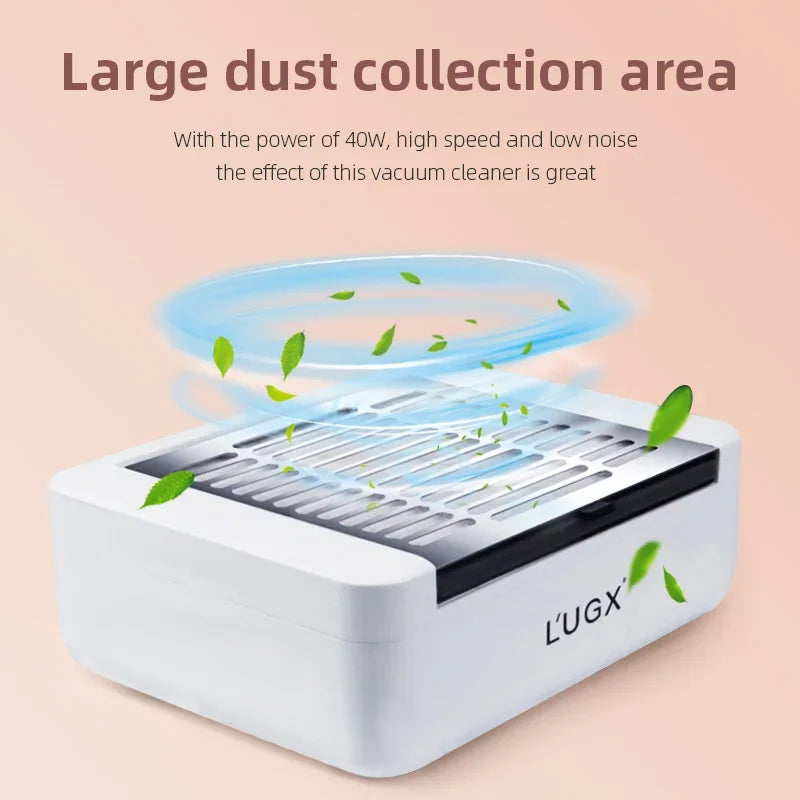 L'UGX Nail Dust Collector Professional Nail Aspirator Replaceable Filter 40W Manicure Vacuum Cleaner  For Manicure And Pedicure Tools