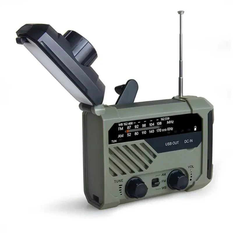 Nieuwe handslinger draagbare radio AM FM NOAA Emergency 3-in-1 antenne Oplaadbare zonne-energie noodradio met SOS-zaklamp