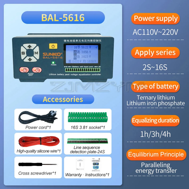 Yeni SUNKKO 5616 Pil Dengesi Kontrol Cihazı Lityum Pil Paketi Kapasite Onarımı 5A Güncel Yeni Enerji Araç Akü Dengeleyici