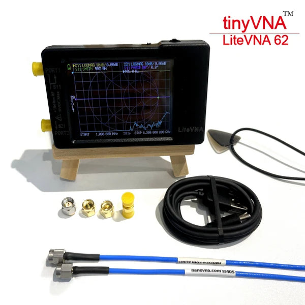 TinyVNA originale Hugen 50kHz ~ 6,3GHz - LiteVNA 62 Analizzatore di rete vettoriale con display da 2,8" Antenna HF VHF UHF