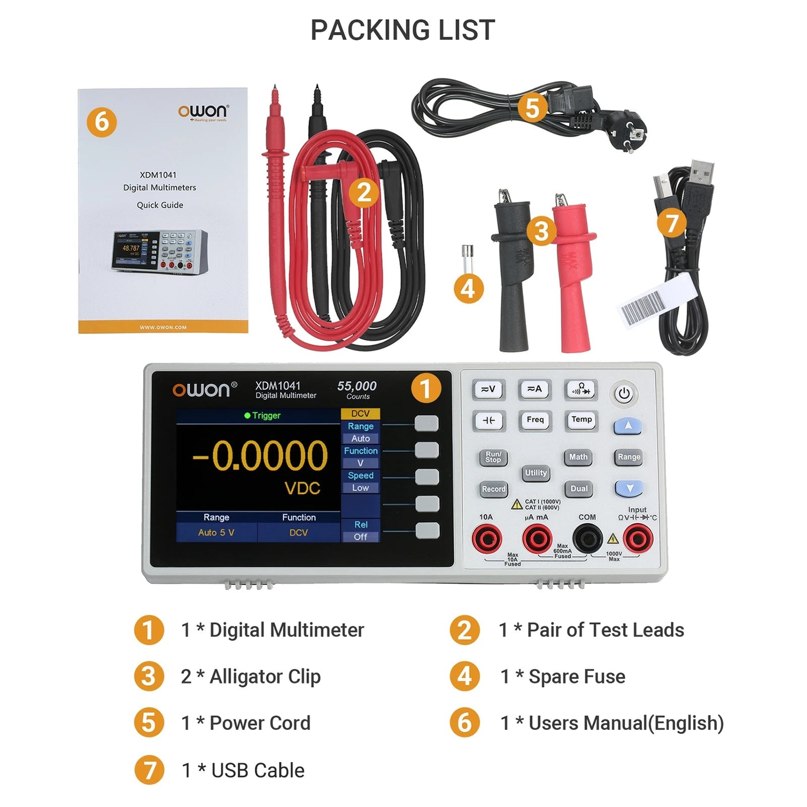 Owon XDM1041 USB/RS232 Digital Multimeter 55000 Counts High Accuracy ...