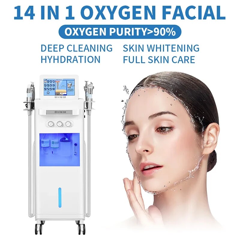 Microdermoabrasione a ossigeno Pulizia dei pori Ringiovanimento della pelle Hydrafacials Bubble Aqua Oxygen Jet Lifting facciale Macchina per la cura della pelle