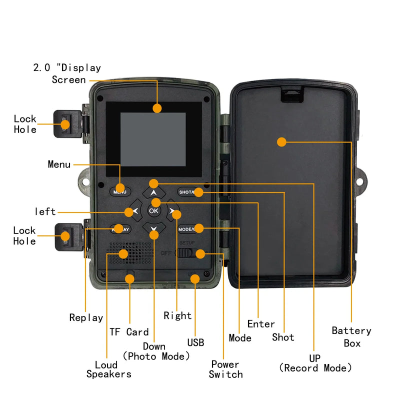PR4000 Wifi Yaban Hayatı İzcilik Takip Kamera Bluetooth 1080 P 32MP Kızılötesi Gece Görüş 2.0 inç LCD Vahşi Trail Fotoğraf Av için