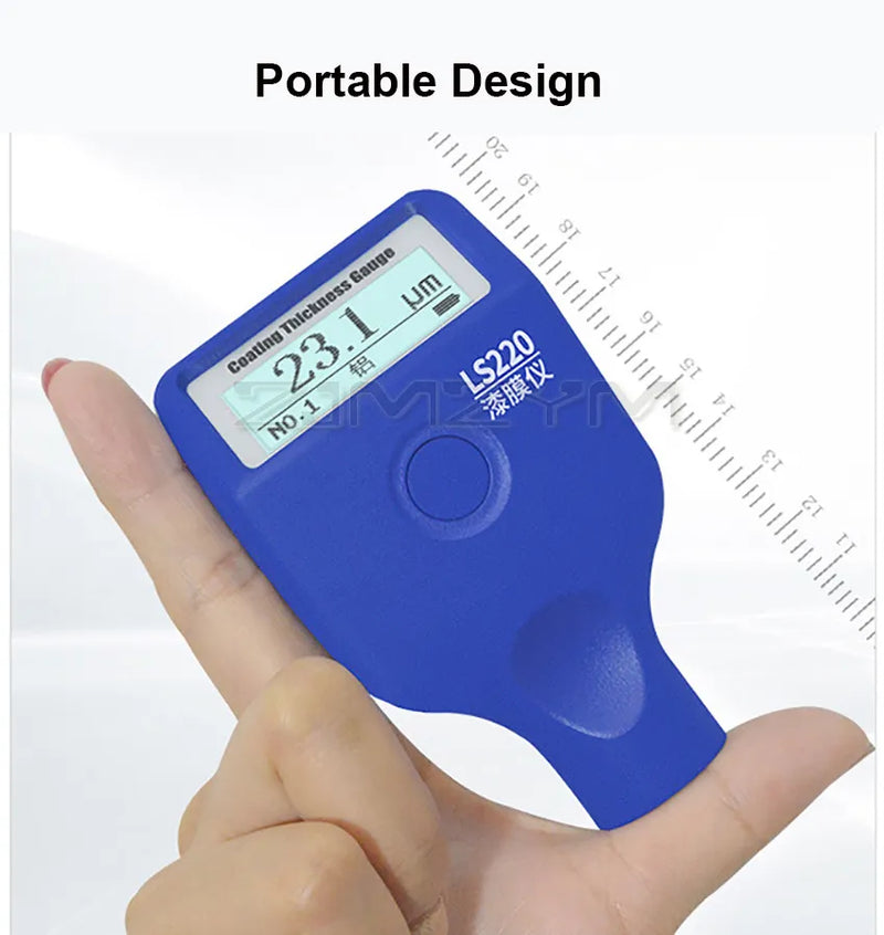 Paint Coating Thickness Tester 0-2000μm 0.1μm Fe NFe Probe Gauge LS220 for Auto Car Paint Film Thickness Gauge -20℃ LCD Screen