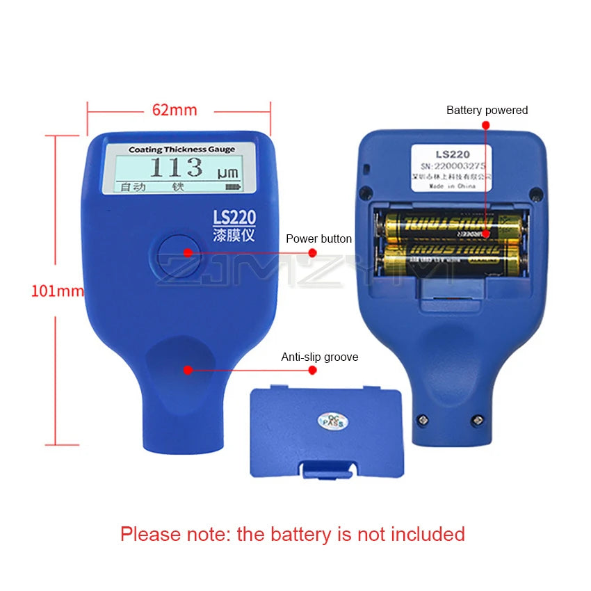 Tester di spessore del rivestimento di vernice 0-2000μm 0,1μm Fe NFe sonda calibro LS220 per misuratore di spessore della pellicola di vernice per auto -20 ℃ schermo LCD