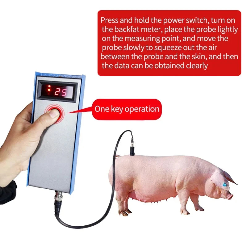 Medidores de grasa dorsal de cerdo, medidor de espesor bovino de cerdas gordas de 1-3 capas, medidor de medida de grasa trasera por ultrasonido