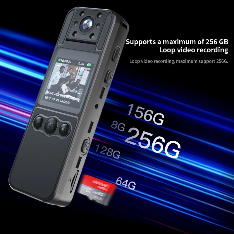 Pocket Body Worn Recorder 1.3 אינץ' מסך HD 1080P ראיית לילה מיני מצלמת המשטרה וידאו מקליט קול אופניים אופנוע ספורט DV
