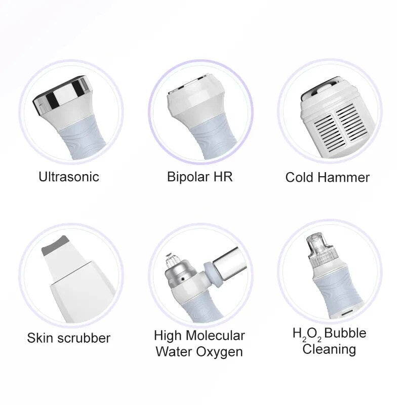 Microdermoabrasão profissional 6 em 1, água, oxigênio, cuidados com a pele, limpeza profunda, hidra, dermoabrasão, máquina facial, água, peeling aquático