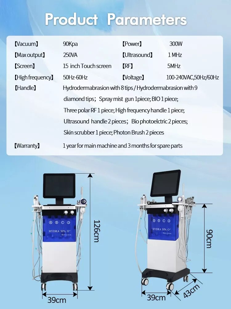 Professionelle multifunktionale 14-in-1-Maschine Beauty SPA Sauerstoff Wasser Diamant Dermabrasion Gesichtsreinigung