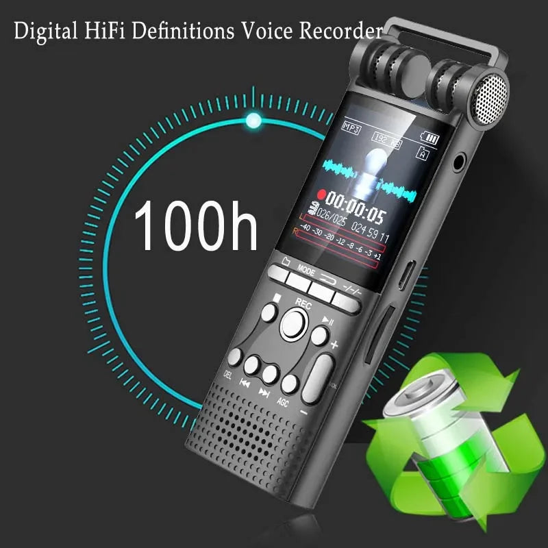 Perakam Audio Digital Diaktifkan Suara Profesional 8GB/16GB/32GB Usb Tanpa henti 100jam Rakaman Pcm 1536kbps Mikrofon Luaran