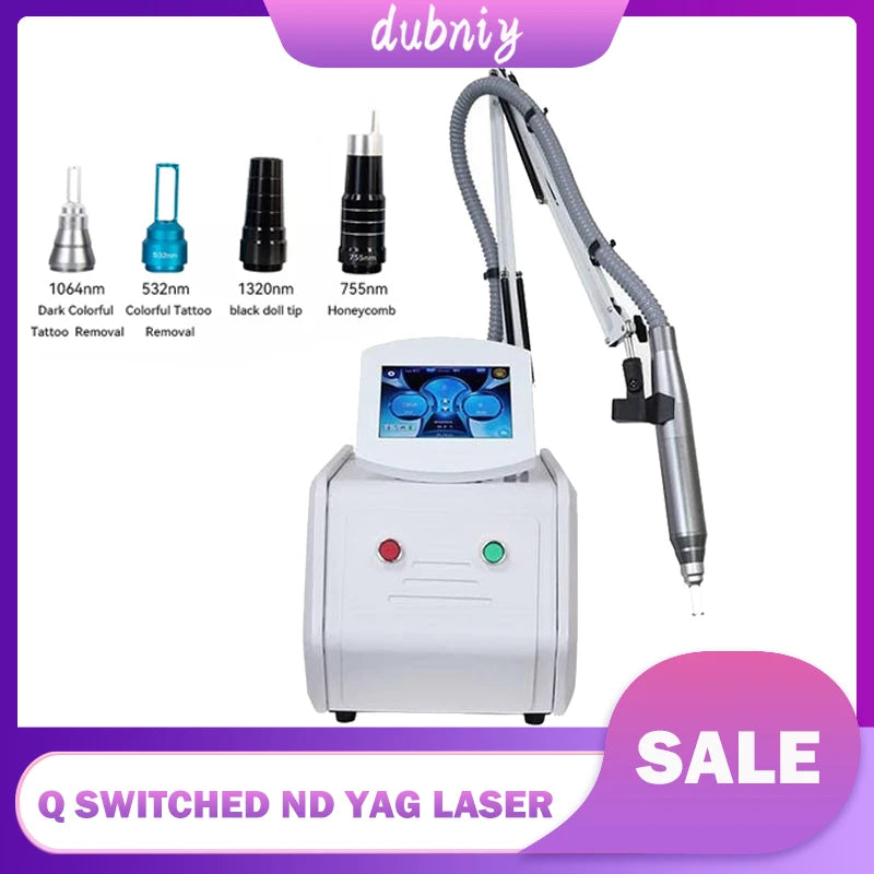 Q-switched Nd Yag Laser Carbon Skrynkla Tatuering Ärr Pigment Borttagning Picosecond Laser Effektiv Black Doll Treatment Machine