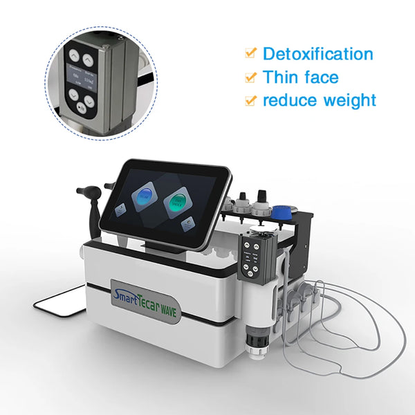 Máquina para fisioterapia por ondas de choque, estimulación muscular eléctrica Tecar EMS, diatermia RET/CET, transferencia de energía capaactiva y resistiva