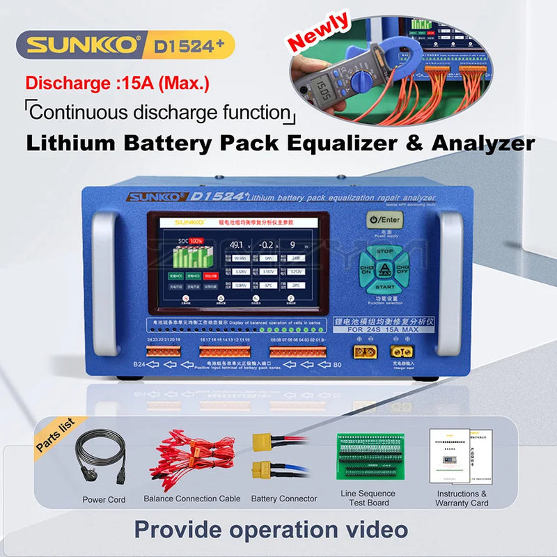 SUNKKO D1524 15A Bateria de Lítio de Alta Corrente Equalizador de Diferença de Pressão Reparador Balanceador Bateria Equalizador Manutenção de Carro
