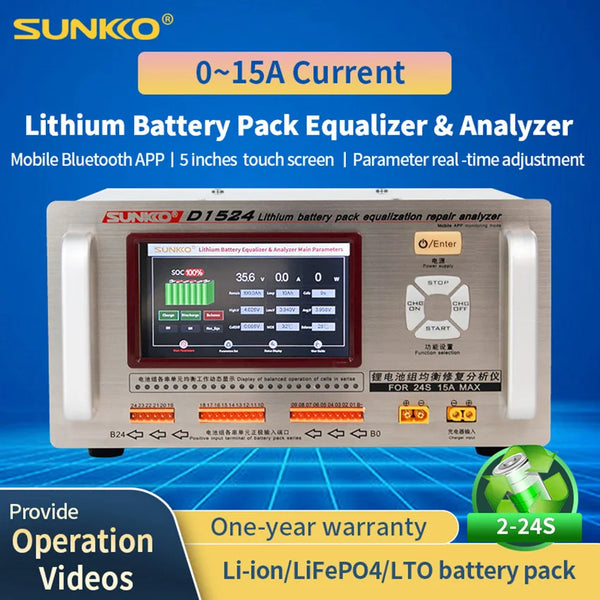 SUNKKO D1524 15A Сильнострумний літієвий акумулятор Еквалайзер різниці тиску Ремонт балансира Еквалайзер акумулятора Технічне обслуговування автомобіля