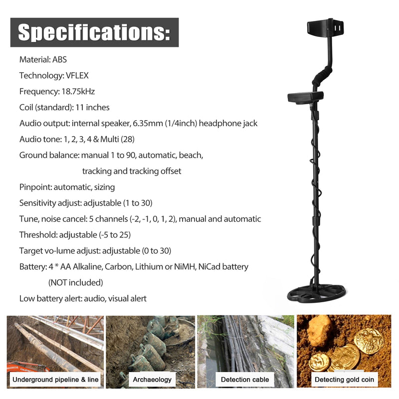 TC-800 11 pouces détecteur de métaux souterrain professionnel recherche de profondeur détecteur d'or chasseur de trésors détection Pinpointer