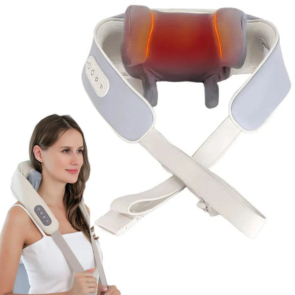 U-Form-Massageschal, elektrisches Shiatsu-Nacken-Schulter-Körpermassagegerät, beheiztes Kneten für zervikale Schmerzlinderung, Massagegerät