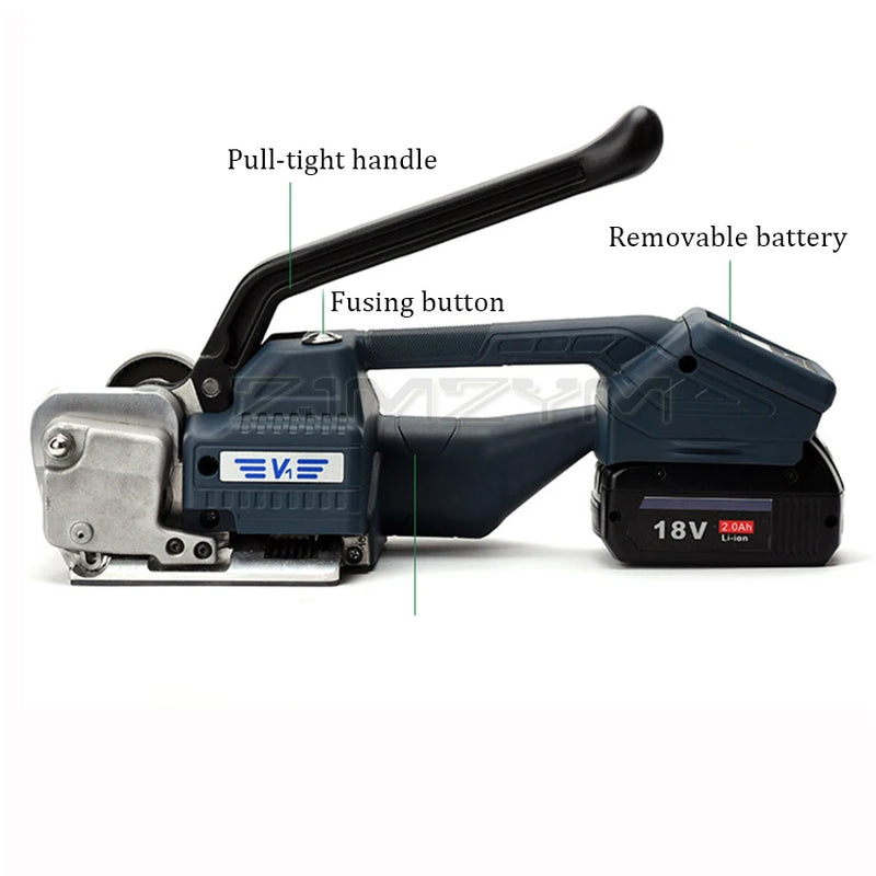 V1 آلة الربط الكهربائية 13-16 مللي متر PP PET حزام آلة التعبئة التوتر 3500N شاشة ديجيتال أداة التغليف المحمولة