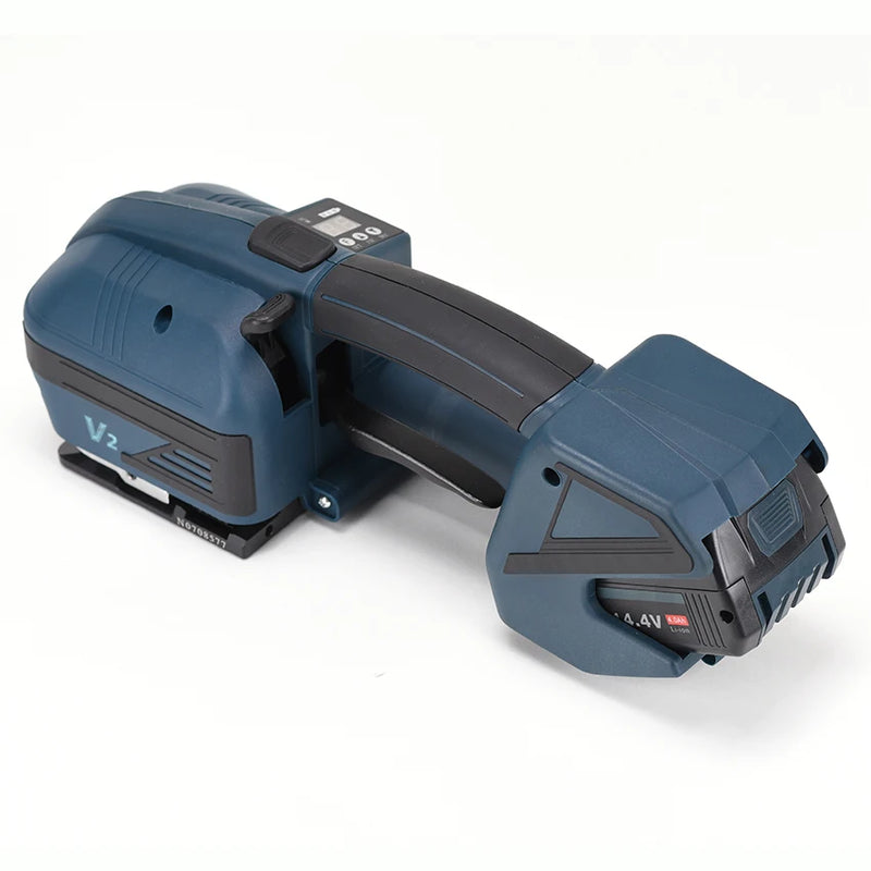 Mesin Strapping Elektrik V2 untuk 13-16mm PET/PP Tali Alat Pembungkusan Automatik Mudah Alih Paparan Digital Baler Panas Meleleh