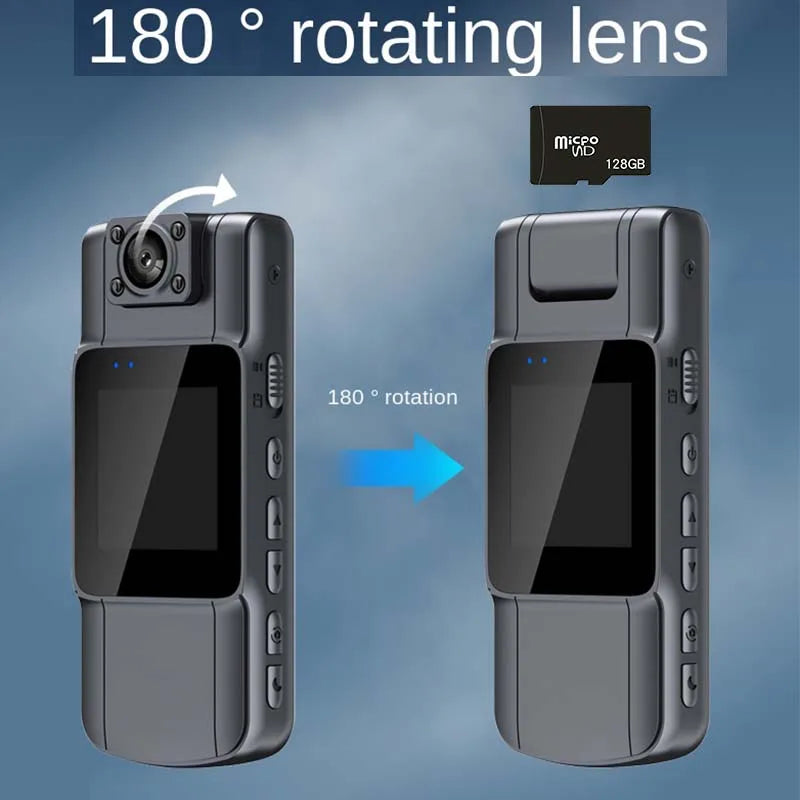 WIFI камера 1080P, полицейская камера для тела, видеорегистратор, вращающаяся на 180 ° велосипедная спортивная камера с ночным видением, обнаружение движения