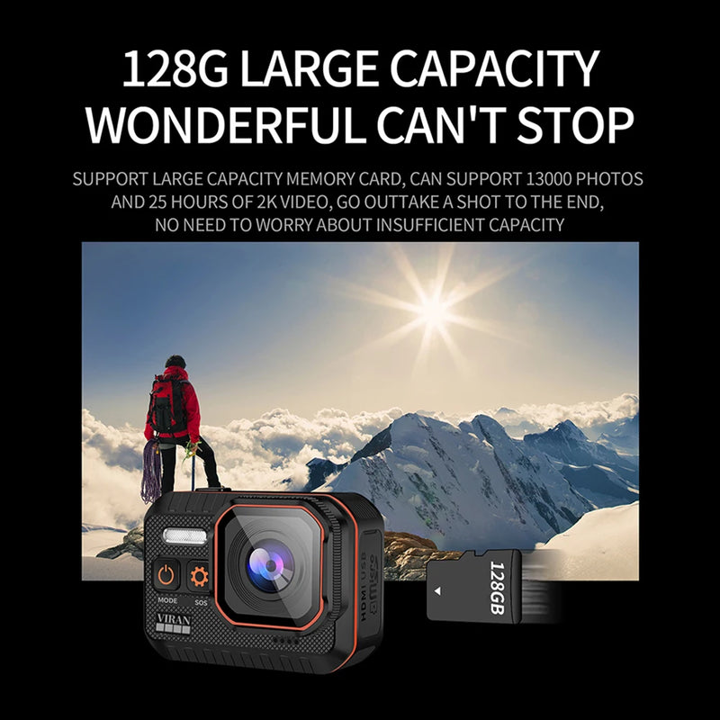 WiFi Anti-shake Action Camera With Remote Control Waterproof Sport Camera 2Inch IPS Screen 170° Wide Angle Drive Recorder Camera