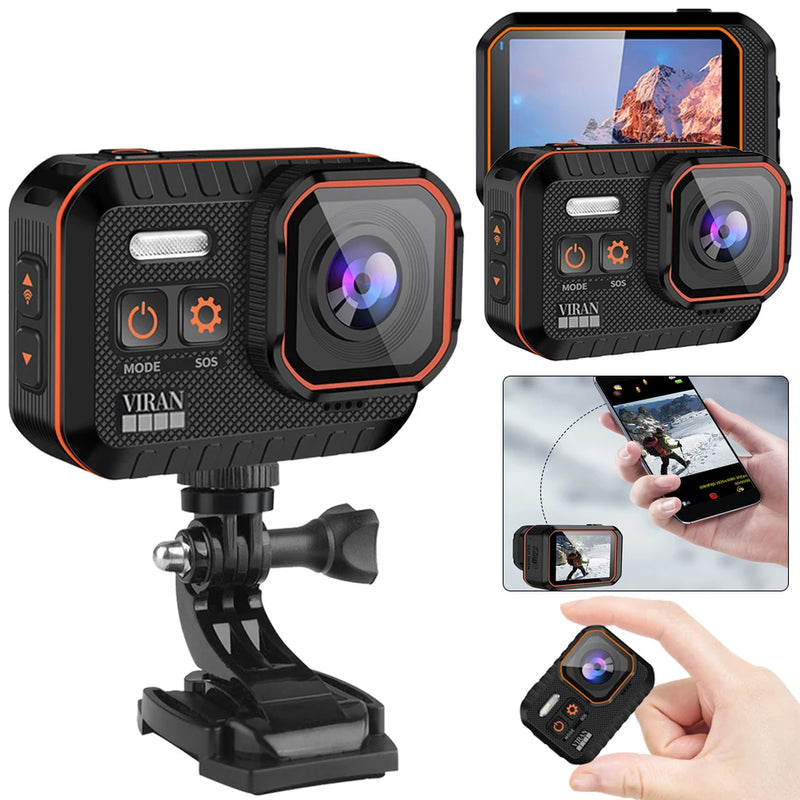 WiFi Anti-Shake-Action-Kamera mit Fernbedienung, wasserdichte Sportkamera, 2-Zoll-IPS-Bildschirm, 170°-Weitwinkel-Drive-Recorder-Kamera